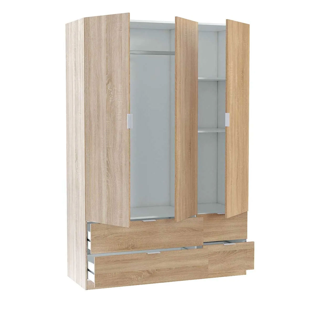 Wardrobe with 3 doors and 4 drawers, ESTUBENY model.