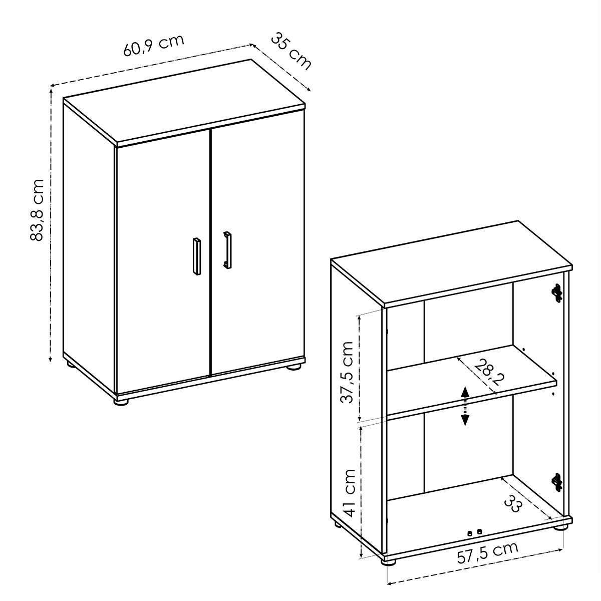 Low cabinet with 2 doors, BARX model.
