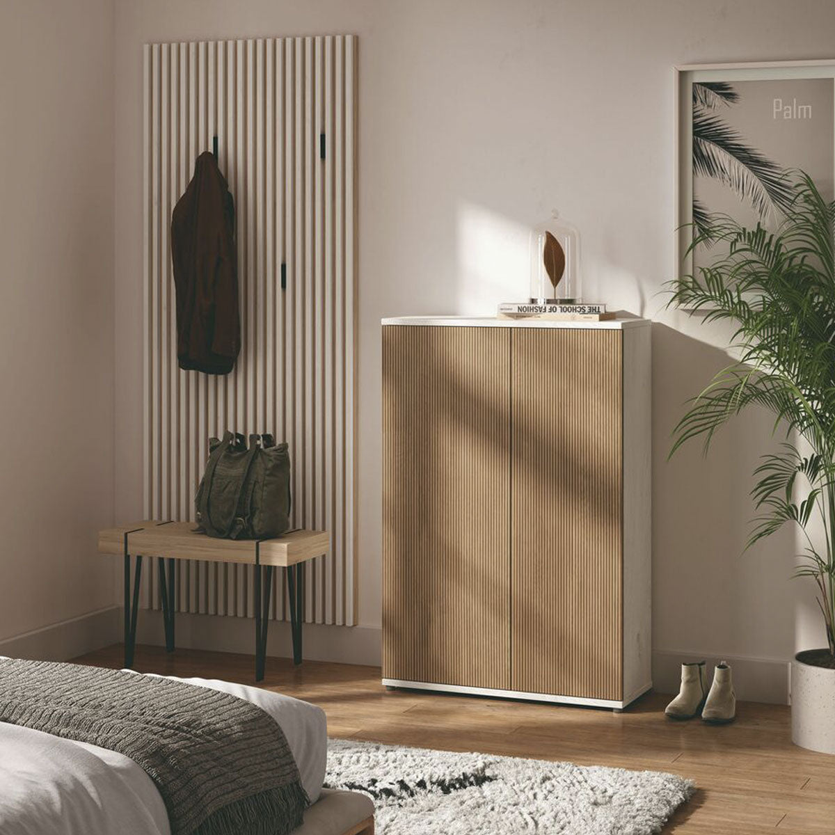 Auxiliary shoe rack, with shelves and 2 doors, ALBERIC model.