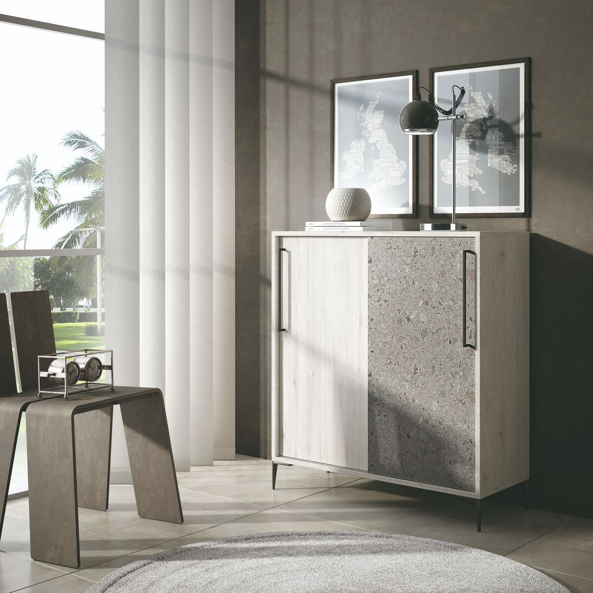 Auxiliary shoe rack with 2 sliding doors, BOLBAITE model.