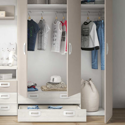 Double youth trundle bed with drawer and shelves, PICANYA model.