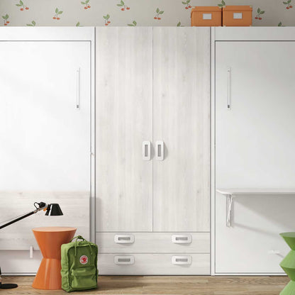 Double youth trundle bed with drawer and shelves, PICANYA model.