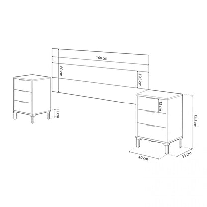 Cabecero + 2 mesitas modelo SERBIN
