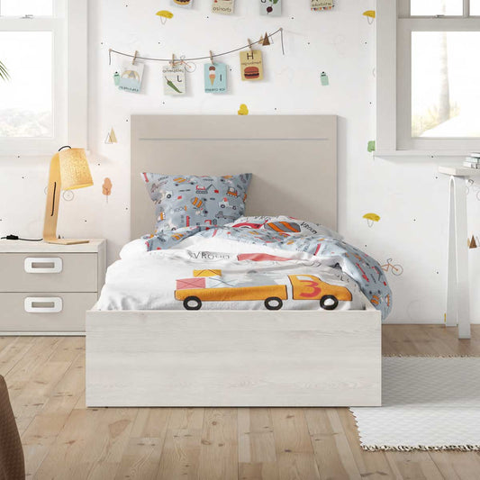 Double youth trundle bed with drawer and shelves, PICANYA model.