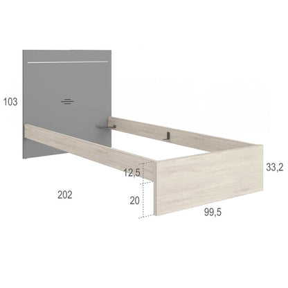 Double youth trundle bed with drawer and shelves, PICANYA model.