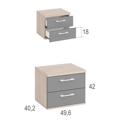 Double youth trundle bed with drawer and shelves, PICANYA model.