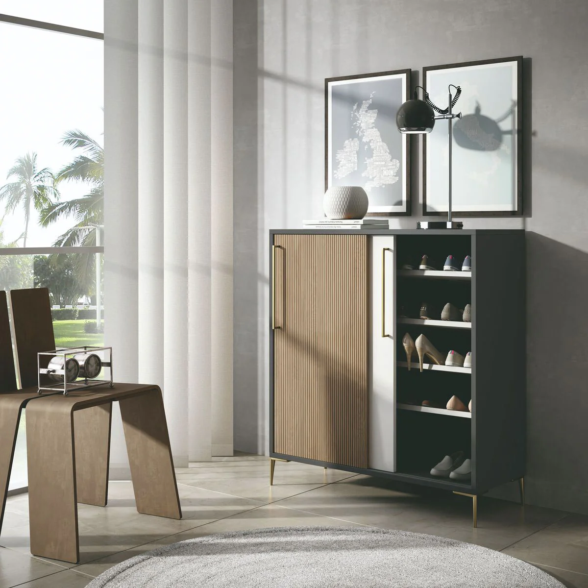 Mueble Zapatero auxiliar con 2 puertas correderas modelo BICORP. - Imagen 2